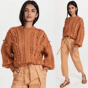 NWOT Ulla Johnson Caterina Pullover Cable Knit Sweater Orange Large